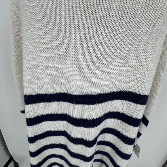 J Crew Poncho One Size NEW Navy Striped Wool Blend Coastal Old Money Preppy - Picture 6 of 8